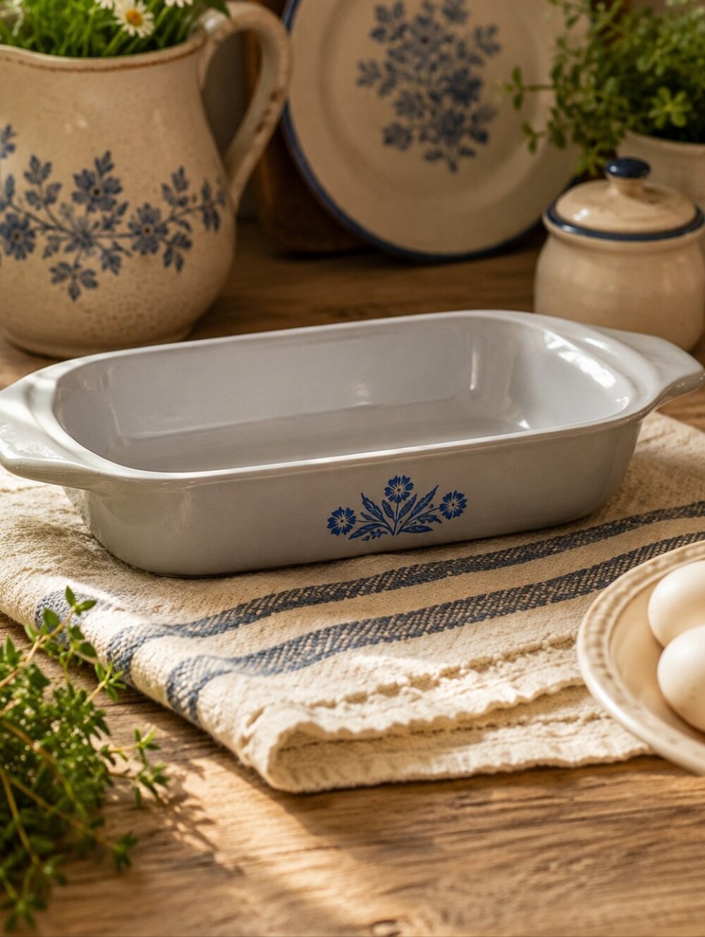 Vintage Corning Ware Cornflower Blue 13x9 Roaster Baking Dish P-21 USA